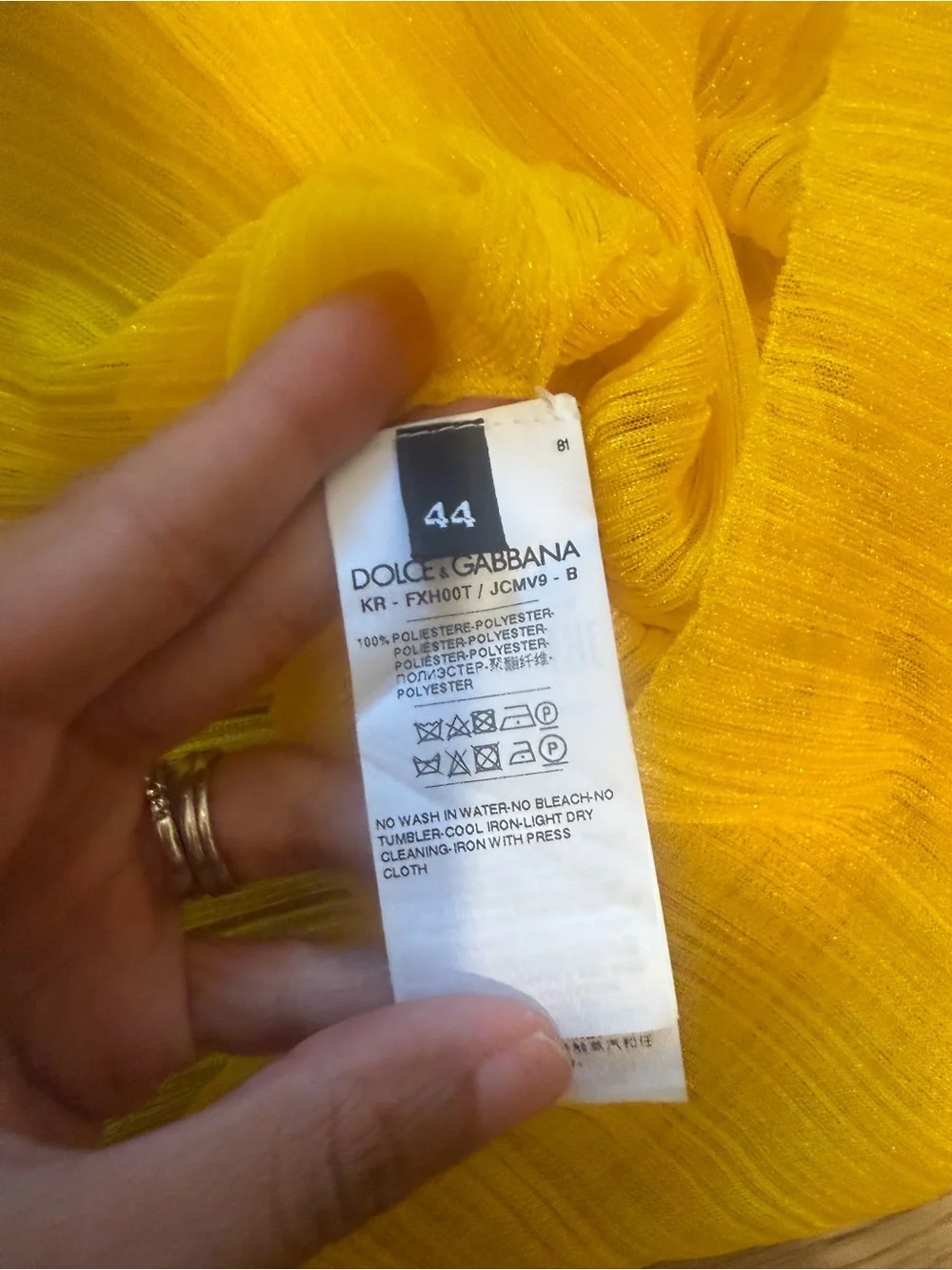 Dolce & Gabbana Bright Yellow Long-Sleeve Sheer Ribbed Top - Picture 5 of 7